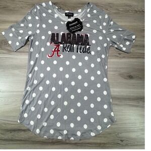 NWT Gameday Couture Alabama Crimson Tide Polka Dot Sequin Top Gray WMNS Medium